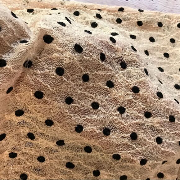 Forever21 Pale Peachy Pink Stretch Lace Semi Sheer Polka Dot Top Size Small - Picture 6 of 8